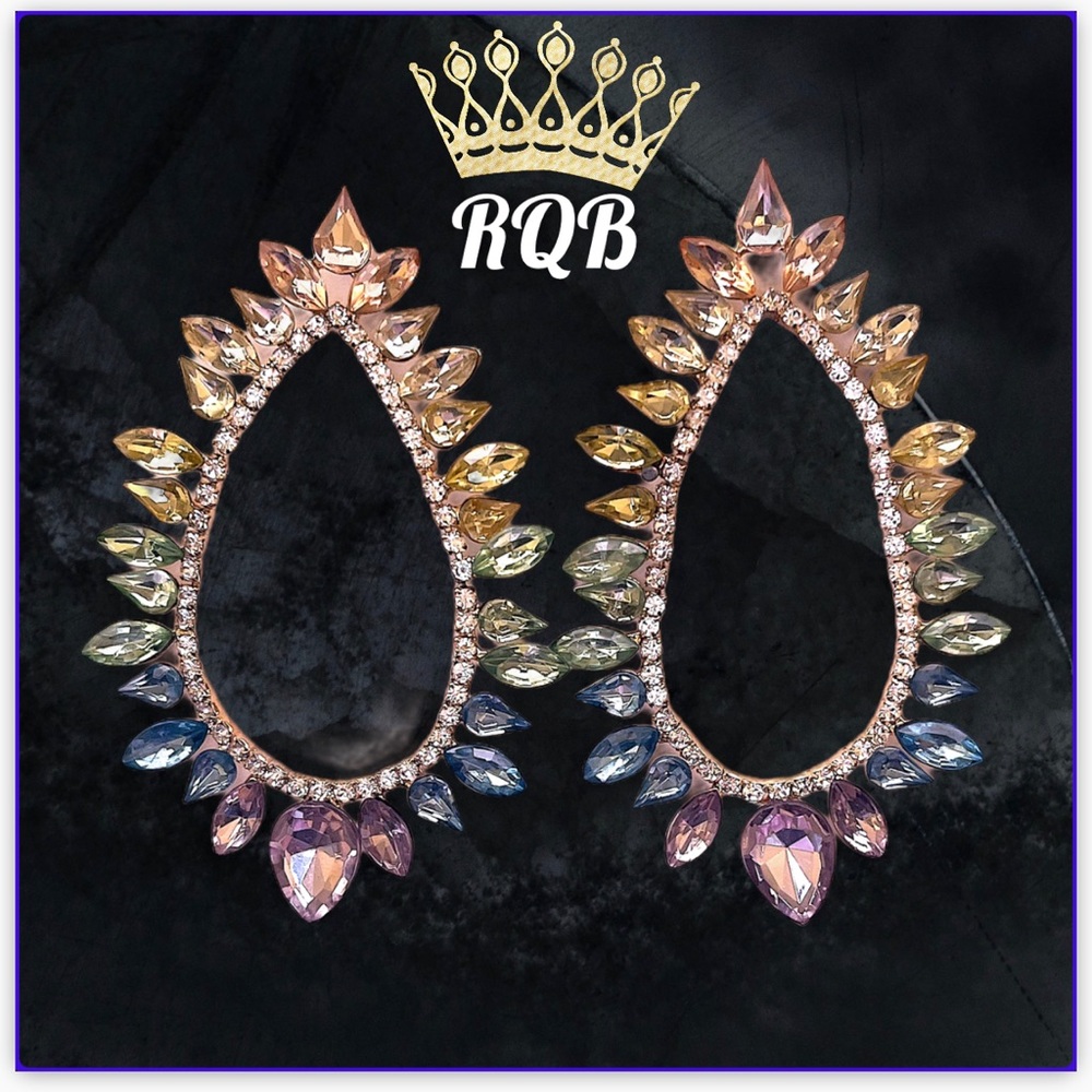 Pastel Swarovski Crystal Pageant earrings Pierced